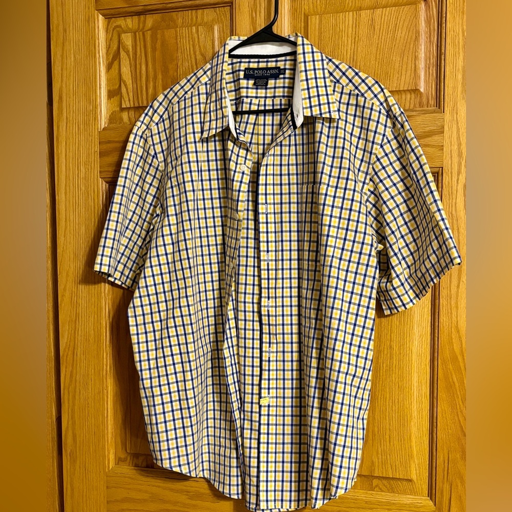 U.S. Polo Assn. Men's Yellow and Blue Plaid Shirt